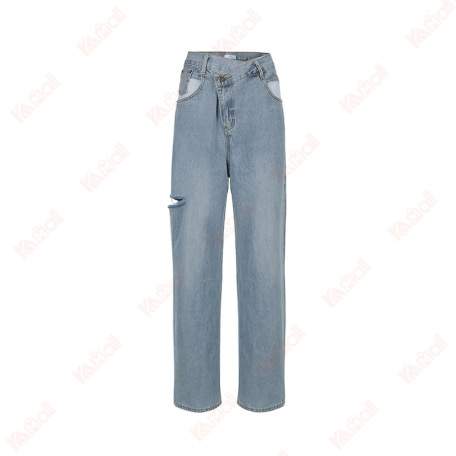 cotton blend jeans contracted style pant